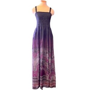 Free People Smocked Bodice Printed Maxi Dress, Small